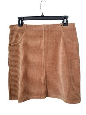 HUE Size M Tan / Camel Colored Corduroy-Like A Line Mini Skirt